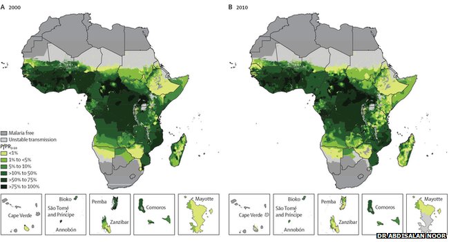 Malaria Maps Reveal that 184 million Africans still live in extremely high-risk areas (The Lancet)